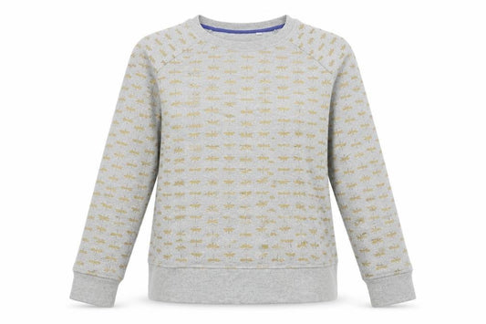 Boden Women's Grey Gold Bee Print Crew Neck Sweatshirt M
