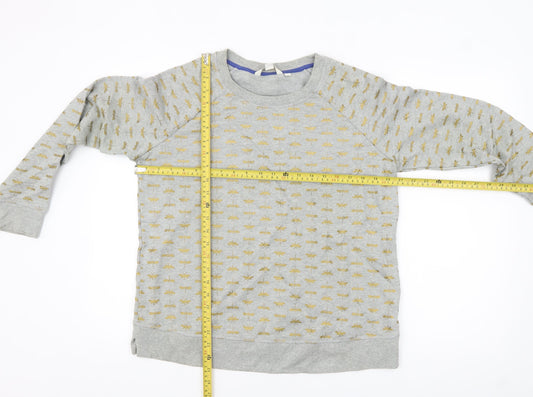 Boden Women's Grey Gold Bee Print Crew Neck Sweatshirt M