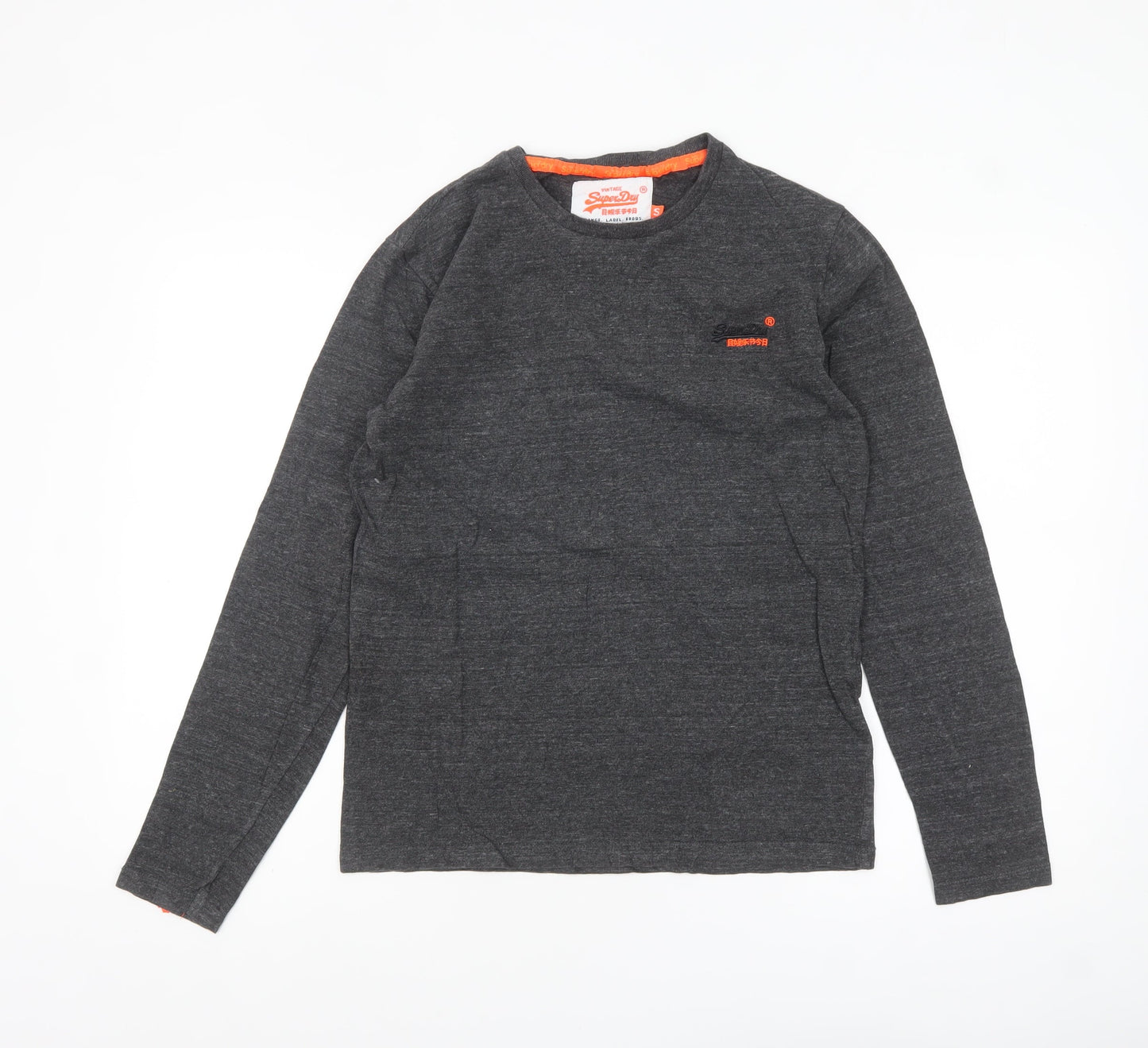 Superdry Men's Grey Long Sleeve Cotton Crew Neck Top Size S
