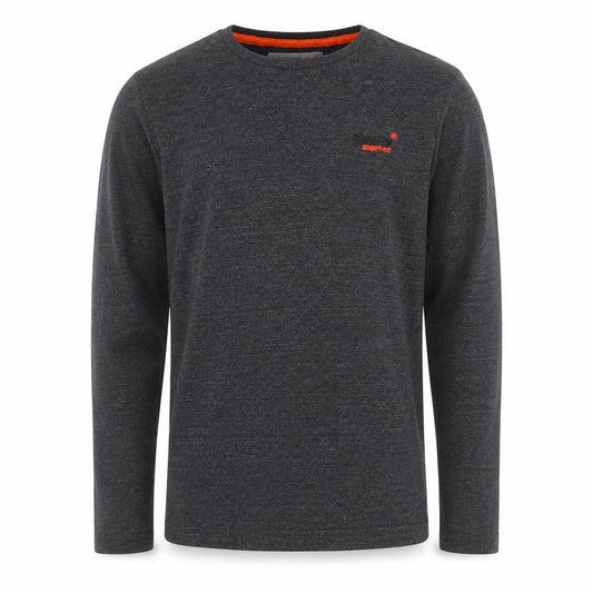 Superdry Men's Grey Long Sleeve Cotton Crew Neck Top Size S