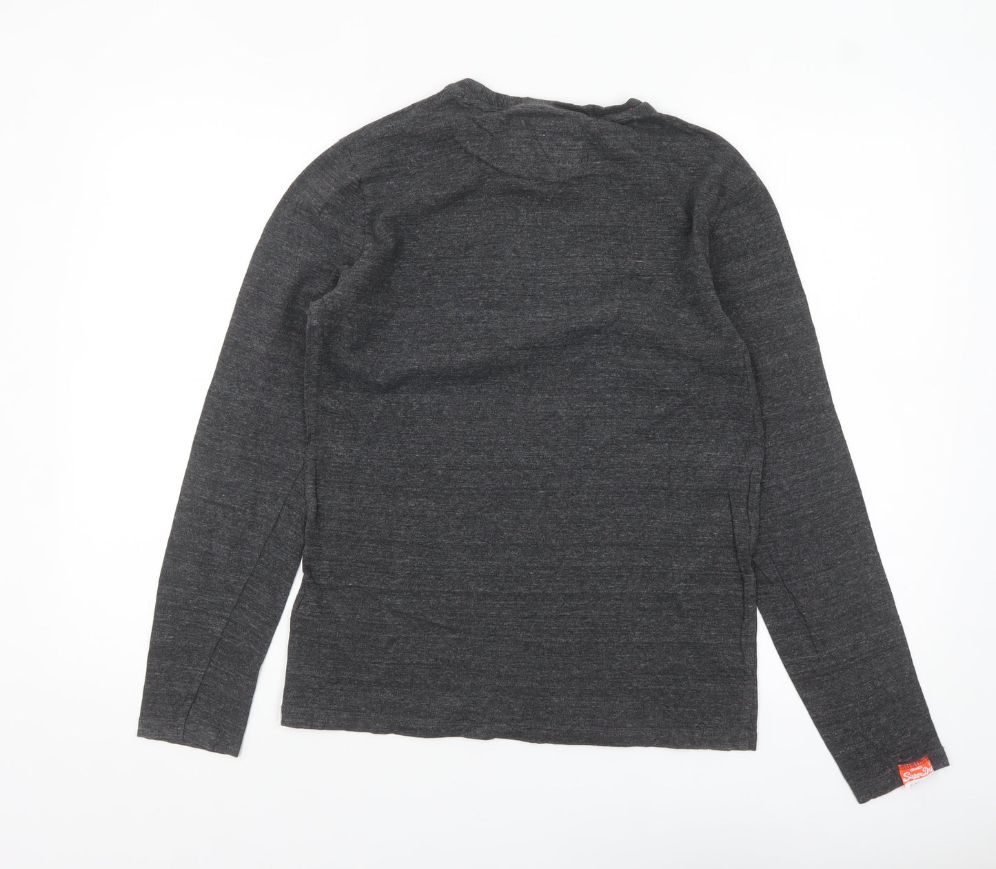 Superdry Men's Grey Long Sleeve Cotton Crew Neck Top Size S
