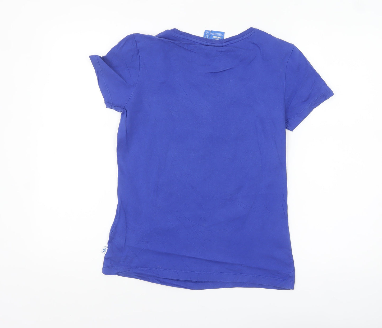 Adidas Women's Blue Graphic Logo T-Shirt Size 10 Short Sleeve Cotton