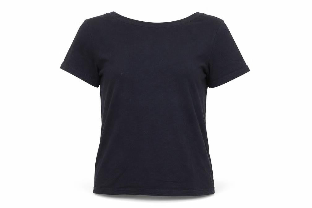 Phase Eight Women Black Cotton Basic Short Sleeve T-Shirt UK 12