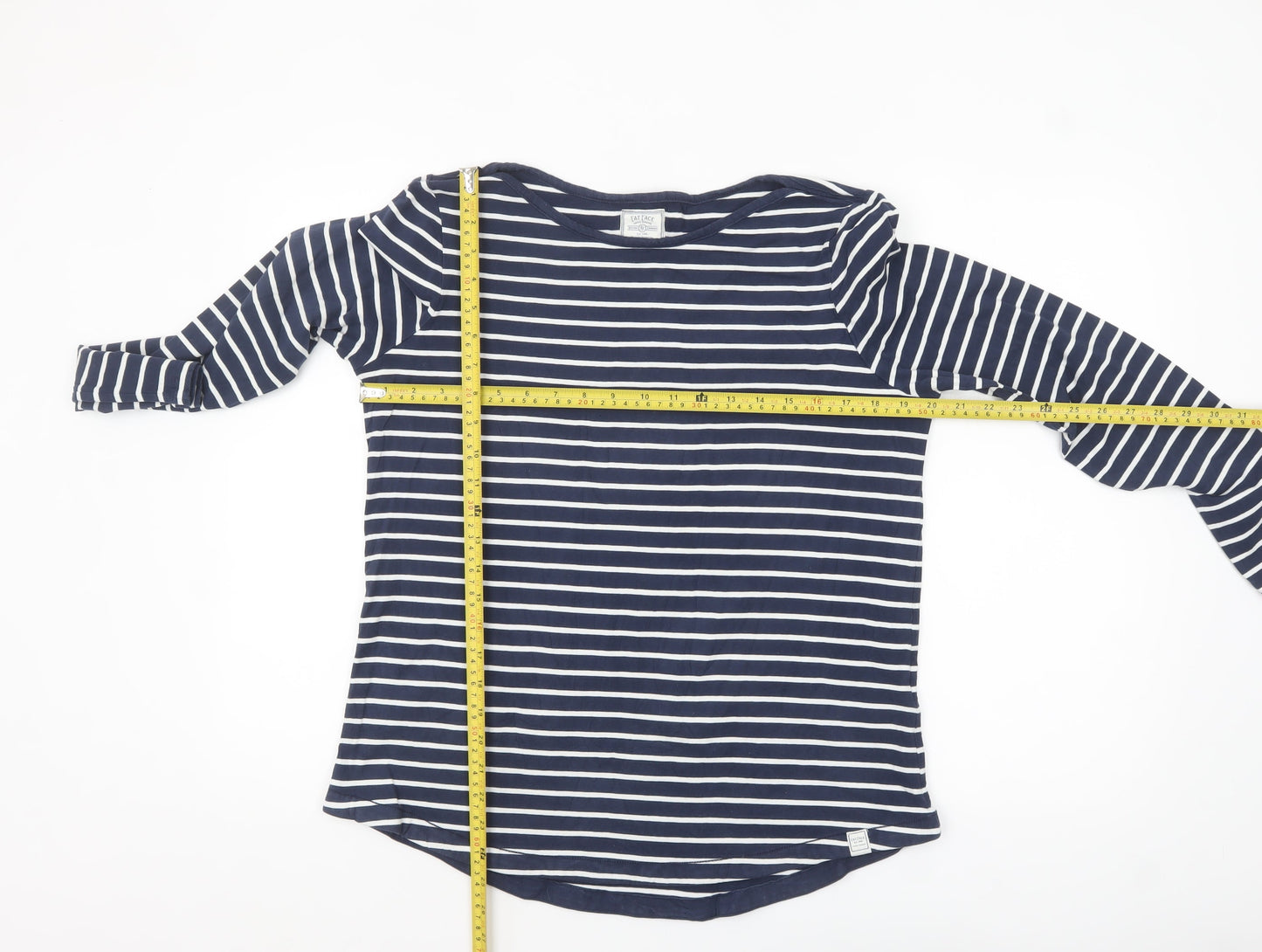 Fat Face Womens Blue Striped Long Sleeve Organic Cotton Breton T-Shirt Size 14