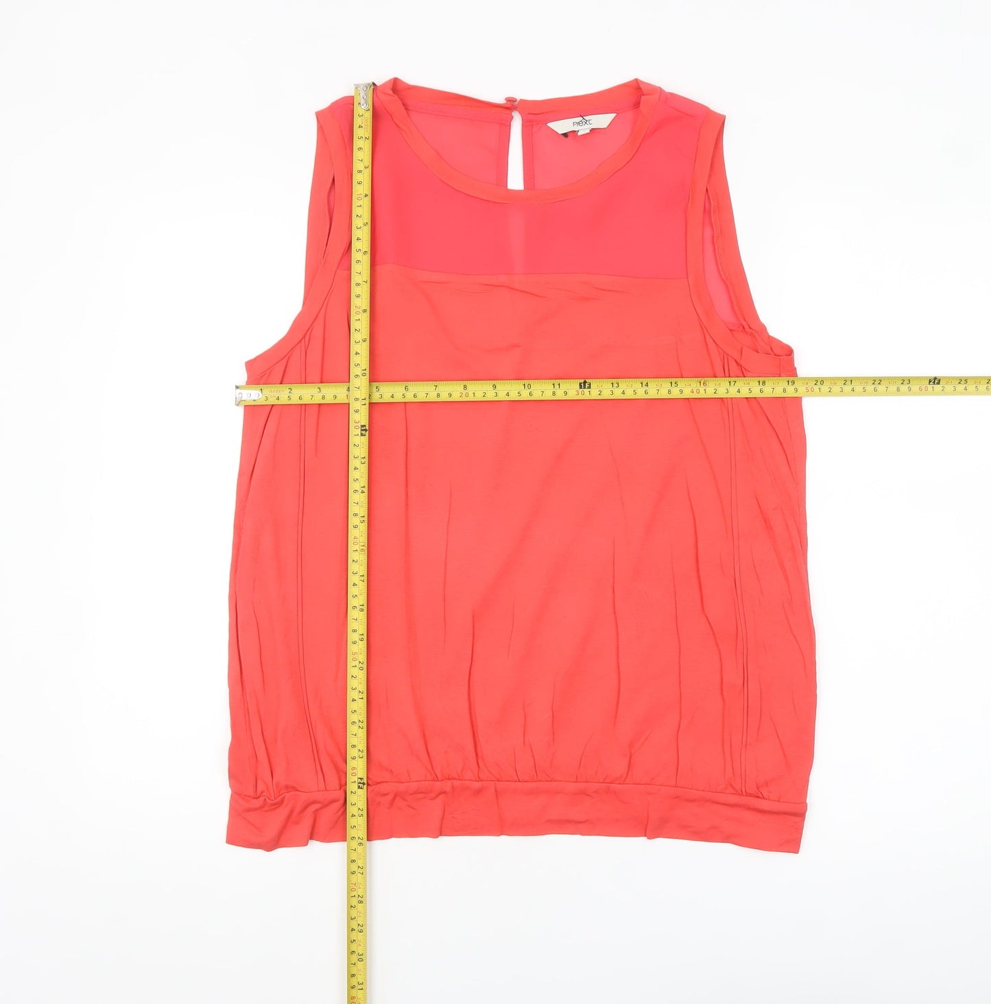 Next Women Coral Sleeveless Blouse UK 18 Basic Viscose Blend Top