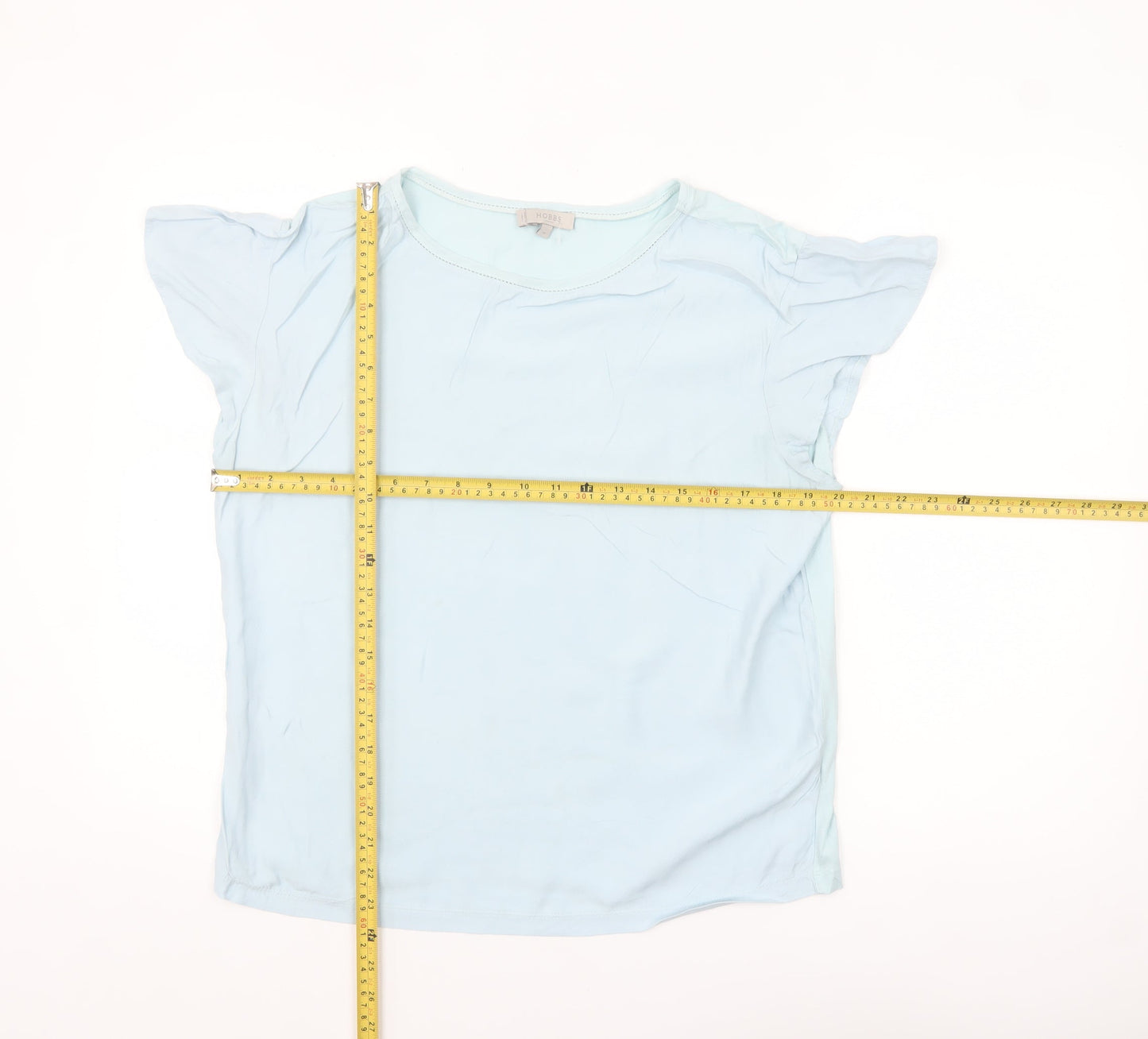 Hobbs Women Blue Modal Cotton Flutter Sleeve T-Shirt M