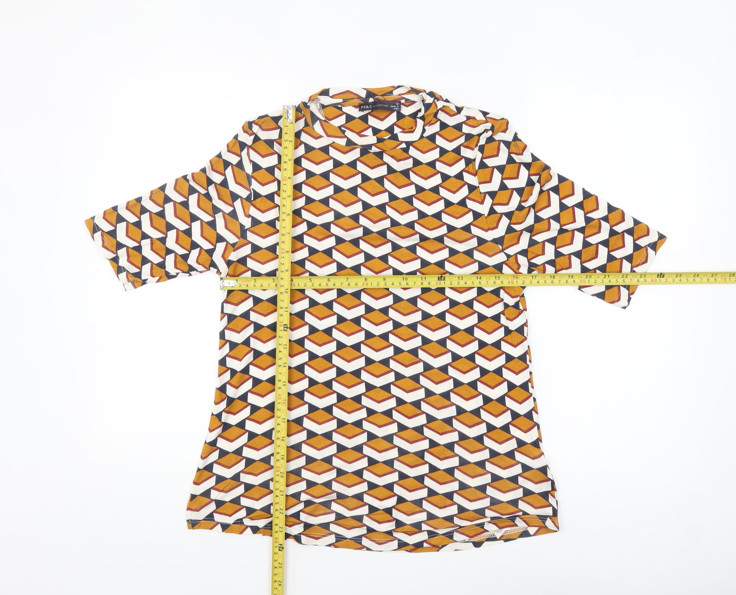 Marks and Spencer Womens Multicoloured Geometric Tunic Blouse Size 12
