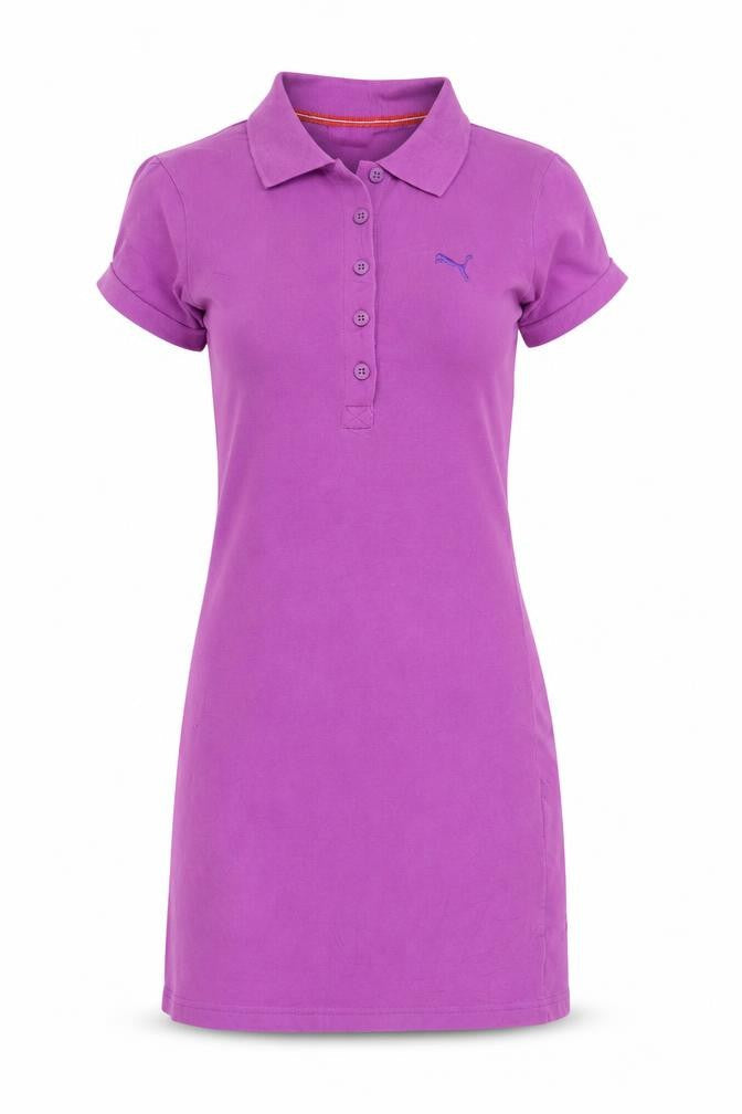 Front view of Puma Women Purple Collared Shirt Dress UK 6 Short Sleeve Casual