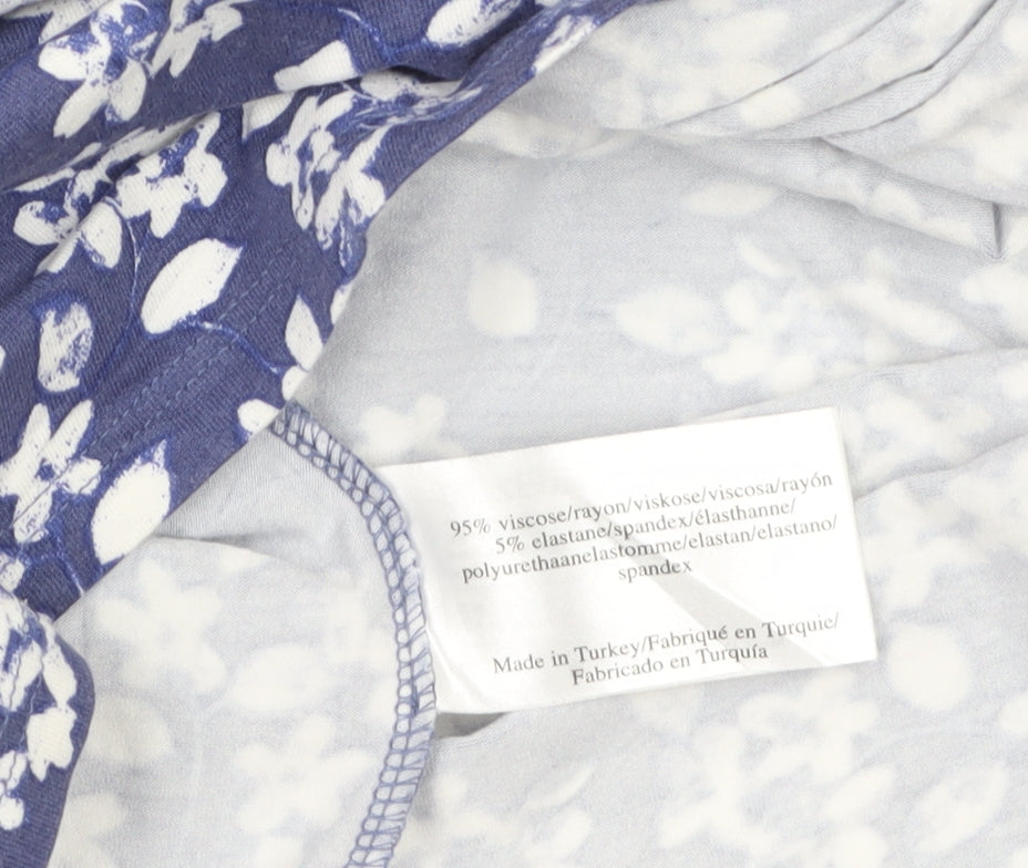 Laura Ashley Women's Blue Floral Shift Dress Size 8 3/4 Sleeve