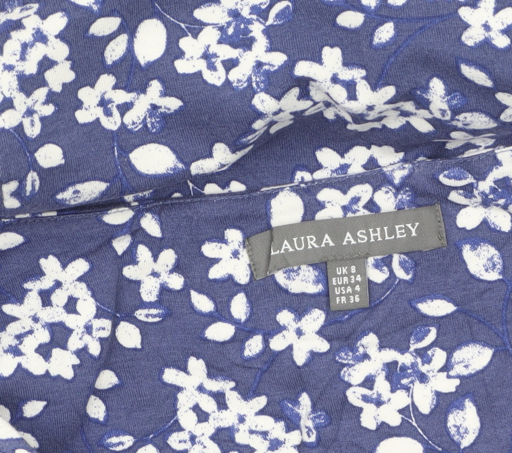 Laura Ashley Women's Blue Floral Shift Dress Size 8 3/4 Sleeve