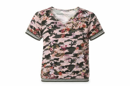 Geisha Women's Multicoloured Camouflage Floral Polo Shirt Size S