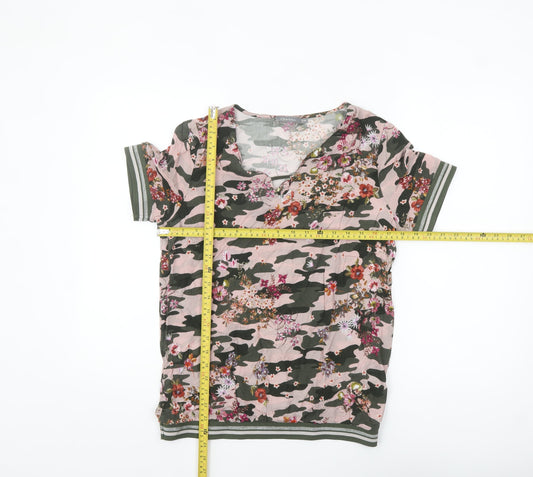 Geisha Women's Multicoloured Camouflage Floral Polo Shirt Size S