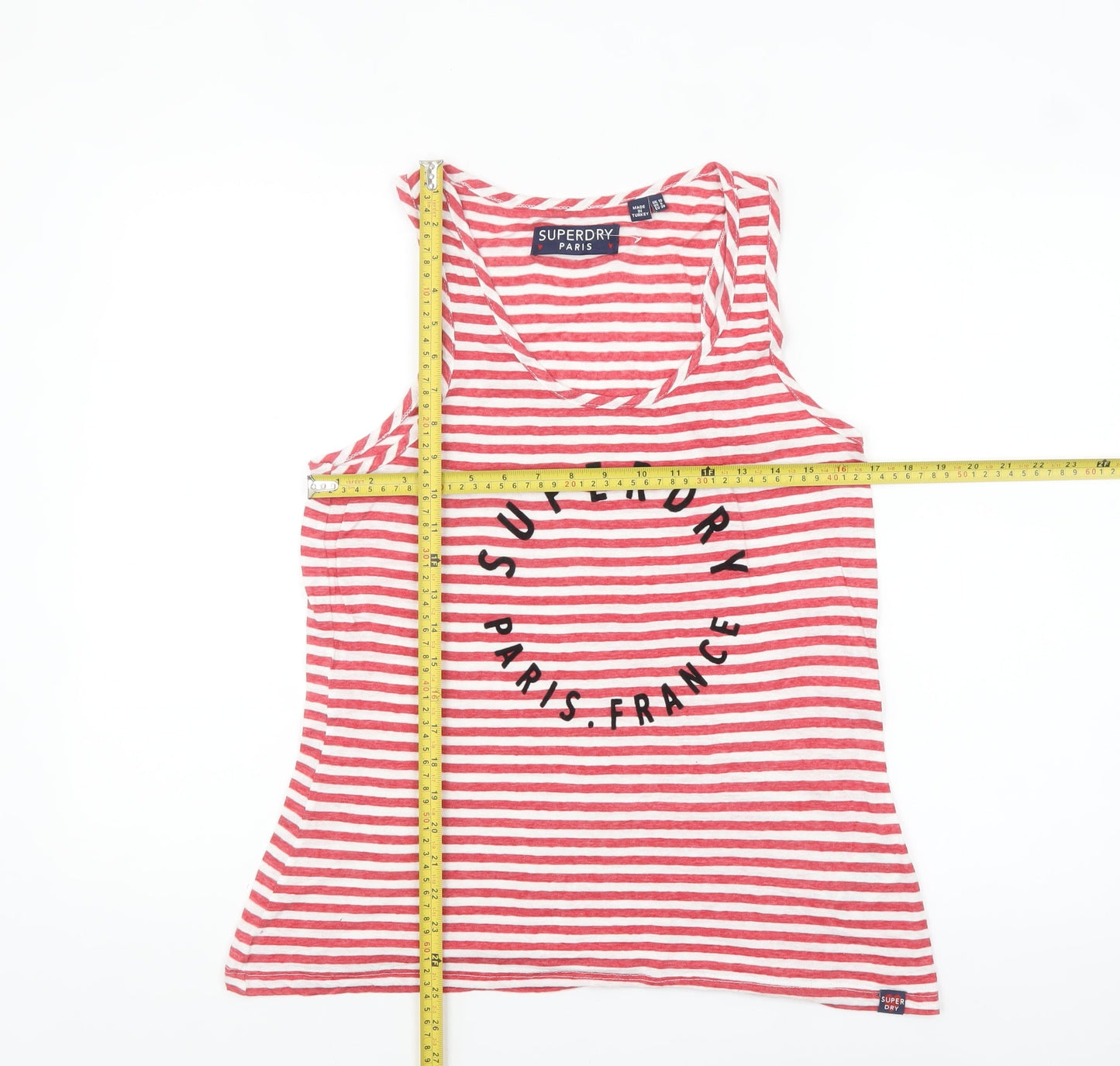 Superdry Women's Red Striped Cotton Tank Top Size 10