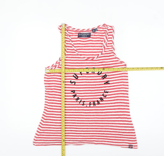 Superdry Women's Red Striped Cotton Tank Top Size 10