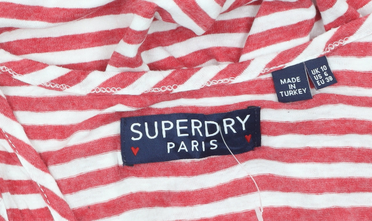 Superdry Women's Red Striped Cotton Tank Top Size 10