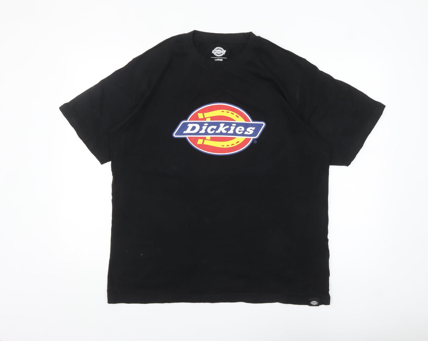 Dickies Men's Black Large Logo Short Sleeve Cotton T-Shirt