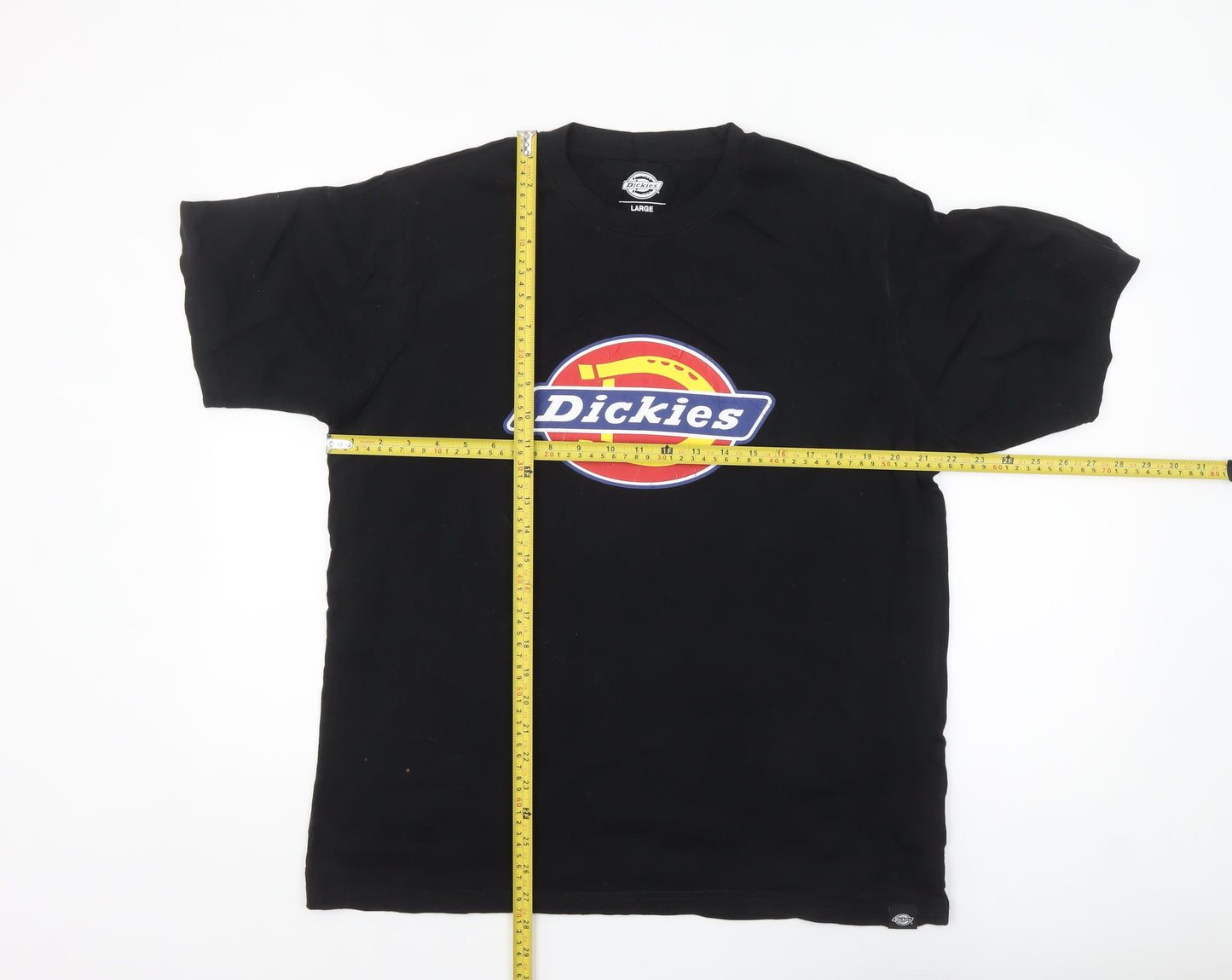 Dickies Men's Black Large Logo Short Sleeve Cotton T-Shirt