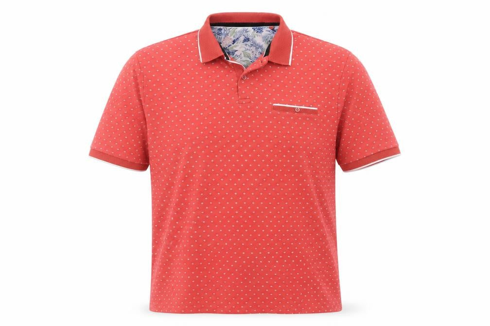 Next Men's Red Polka Dot Cotton Short Sleeve Polo Shirt Size L