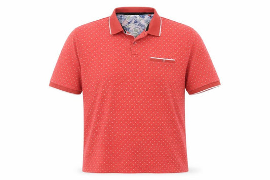 Next Men's Red Polka Dot Cotton Short Sleeve Polo Shirt Size L