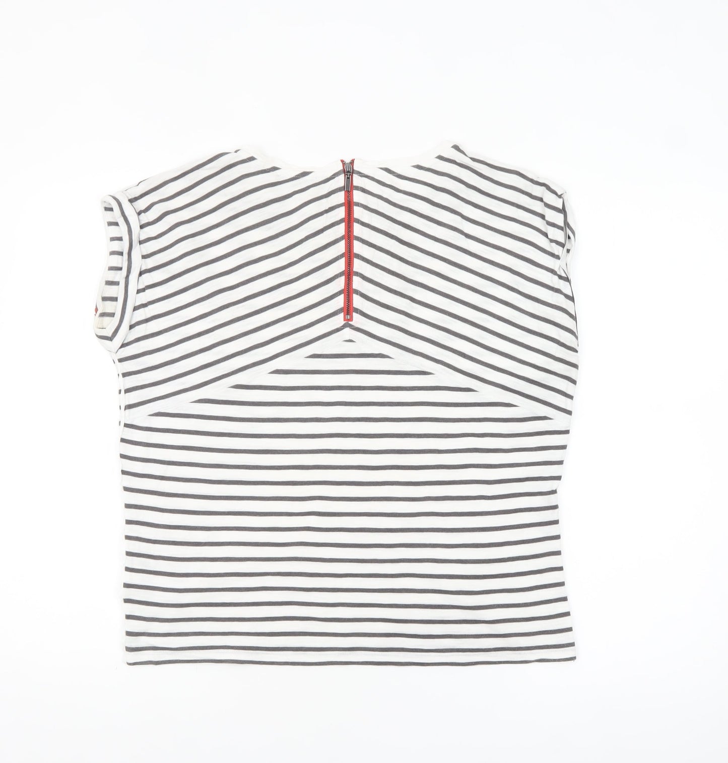 Mint Velvet Women White Striped Sleeveless Zip Back T-Shirt Size S