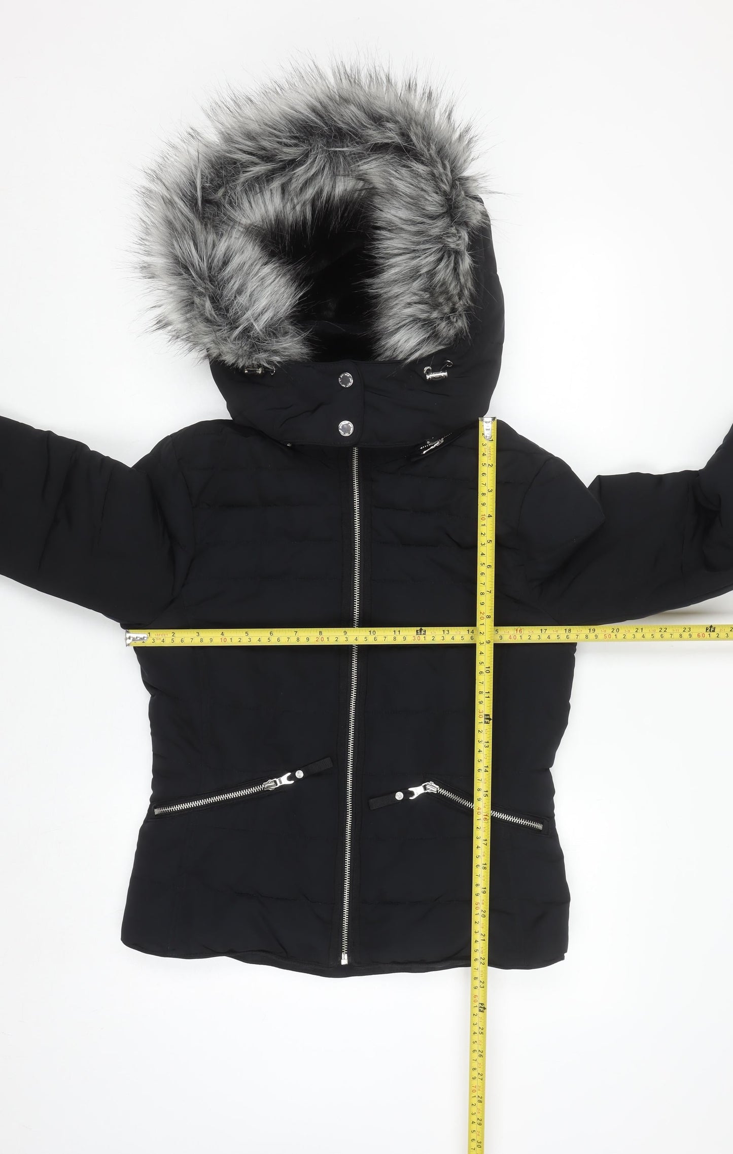 Marks and Spencer Per Una Women’s Black Faux Fur Hooded Puffer Jacket Size 8