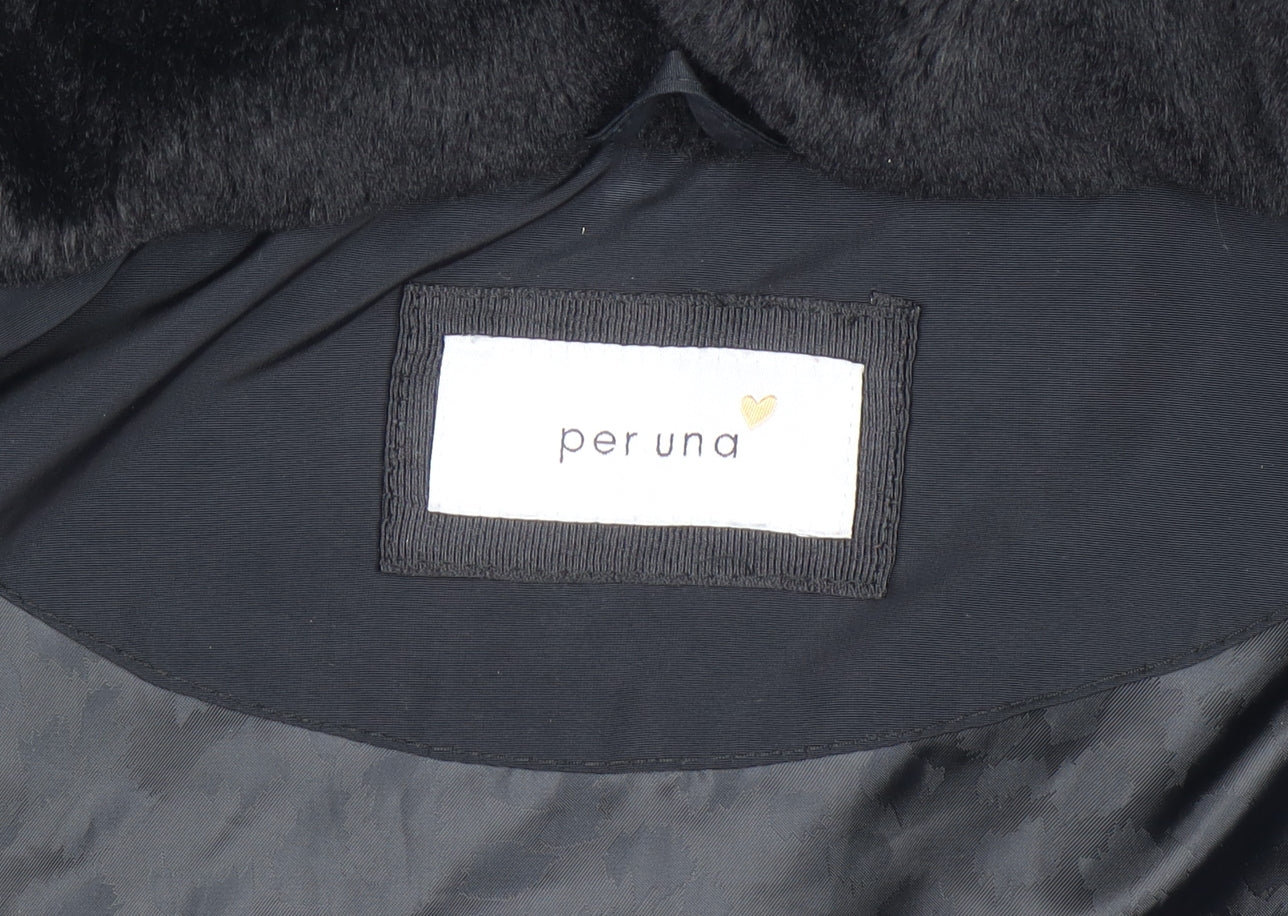 Marks and Spencer Per Una Women’s Black Faux Fur Hooded Puffer Jacket Size 8