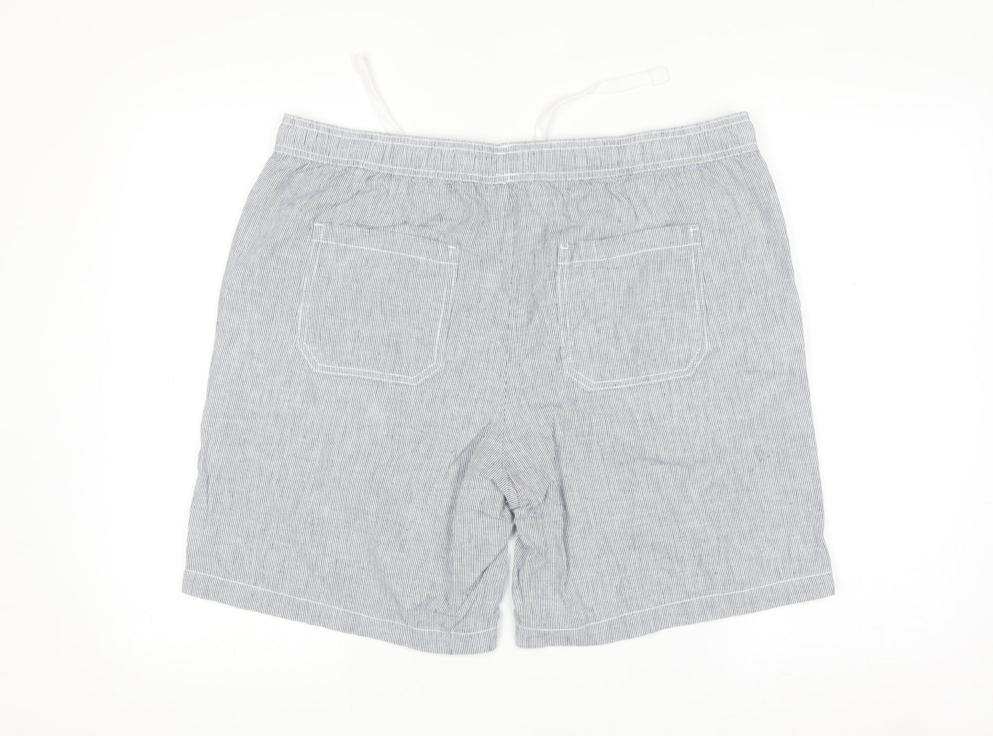 Denim Co Men's Grey Striped Relaxed Fit Chino Shorts L