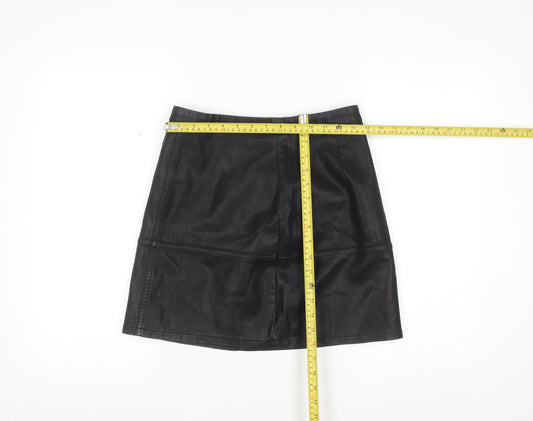 New Look Women Black Faux Leather Short Pencil Skirt Size 8