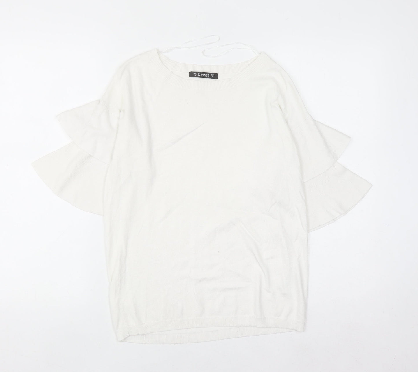Dunnes Women's White Short Flared Sleeve Knit Jumper Size S