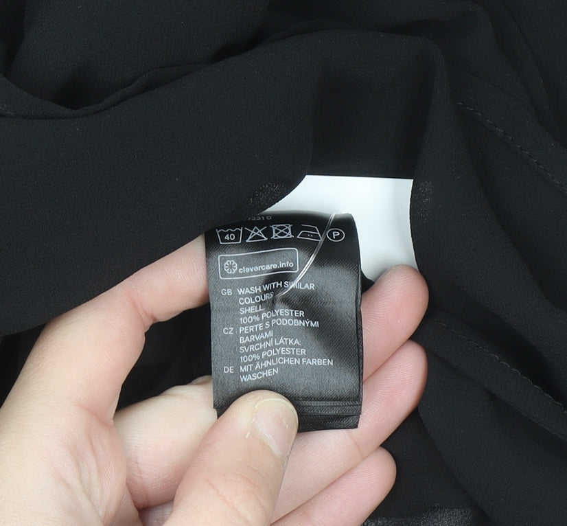 H&M Womens Black Ruffle Chiffon Sleeveless Blouse Size 10