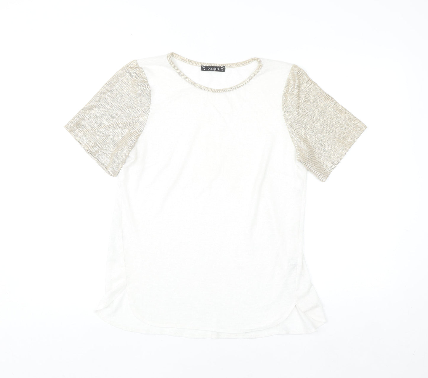 Dunnes Women's Beige Short Sleeve Basic Crew Neck T-Shirt Size 10