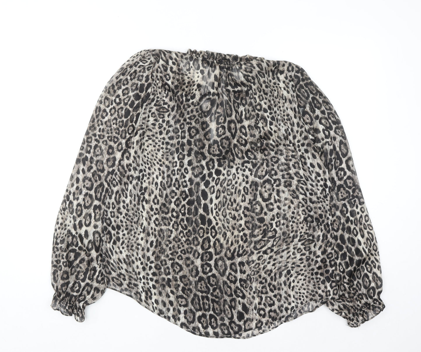 Dunnes Women’s Grey Animal Print Ruffle Tunic Blouse Size 12