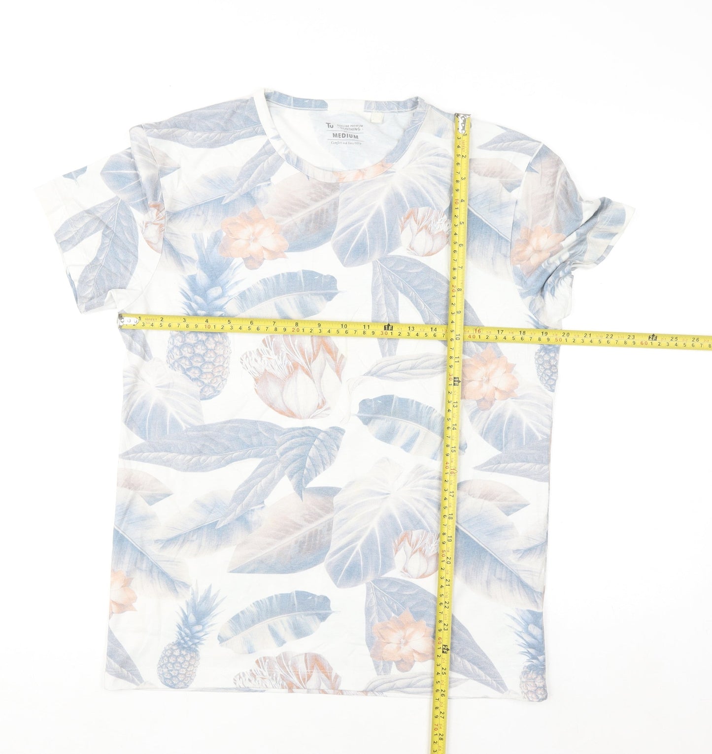 Tu Men's Multicoloured Tropical Floral Crew Neck T-Shirt Size M