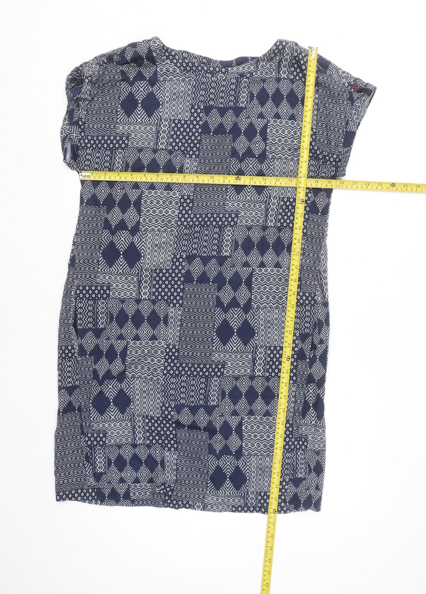 Cecil Women Blue Geometric Shift Dress Size M Viscose