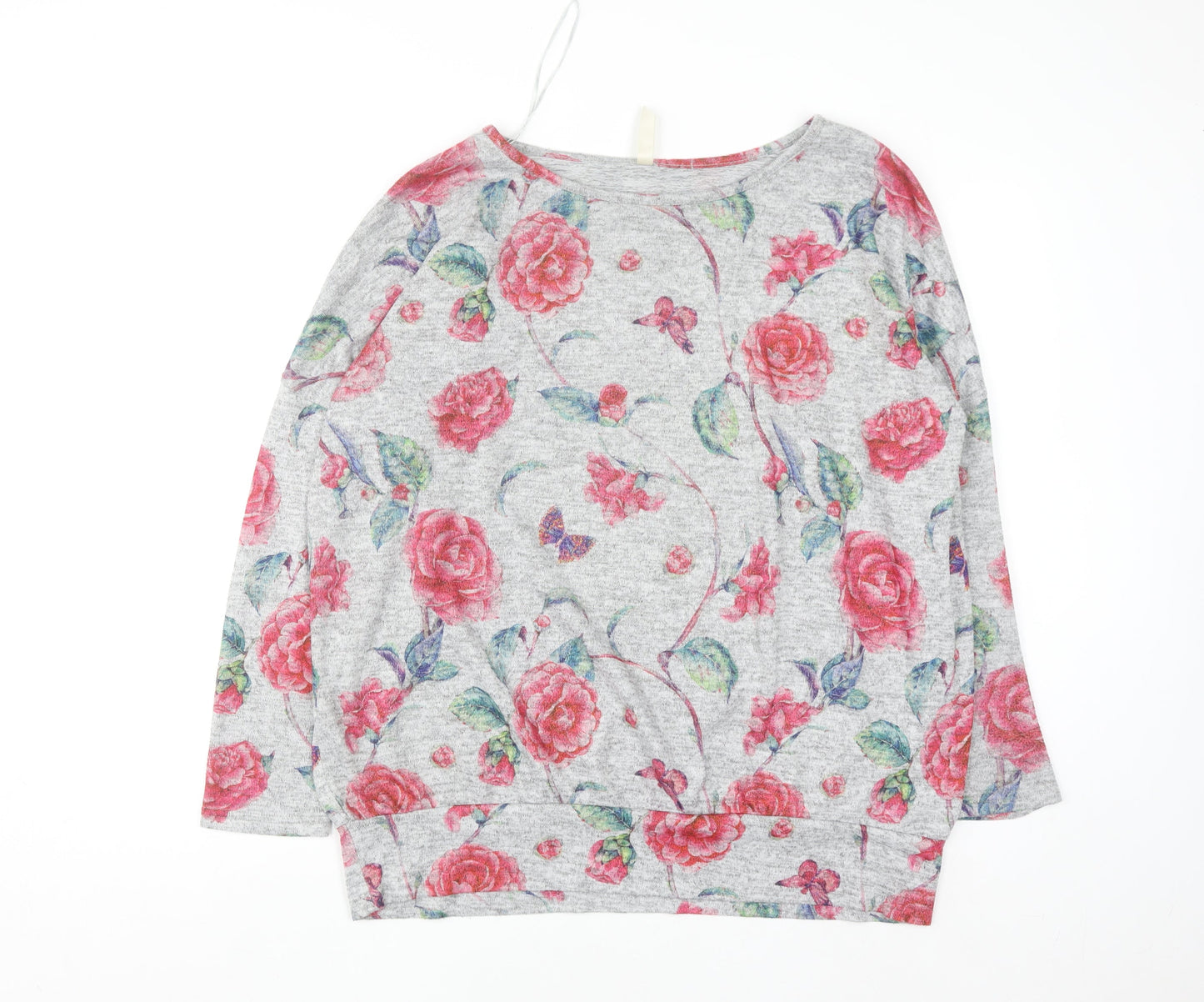 Stella Women's Grey Floral Pullover Jumper Size 14