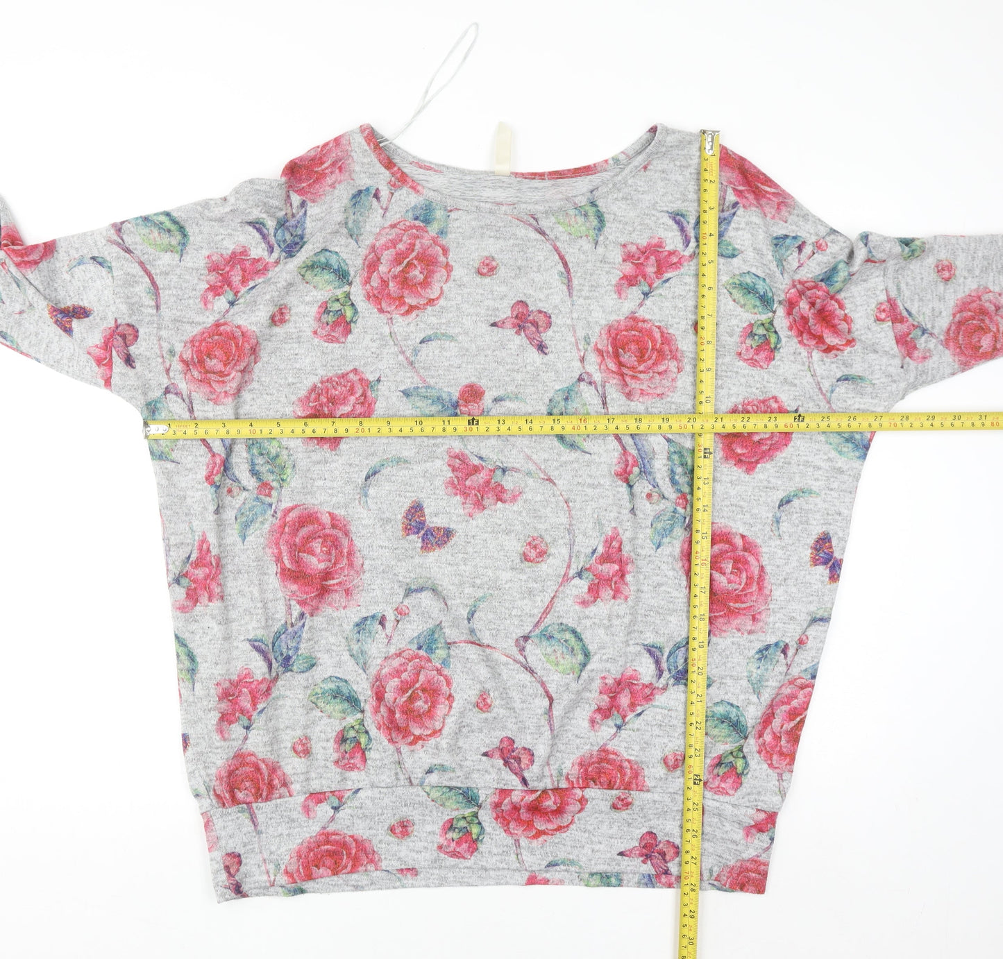 Stella Women's Grey Floral Pullover Jumper Size 14