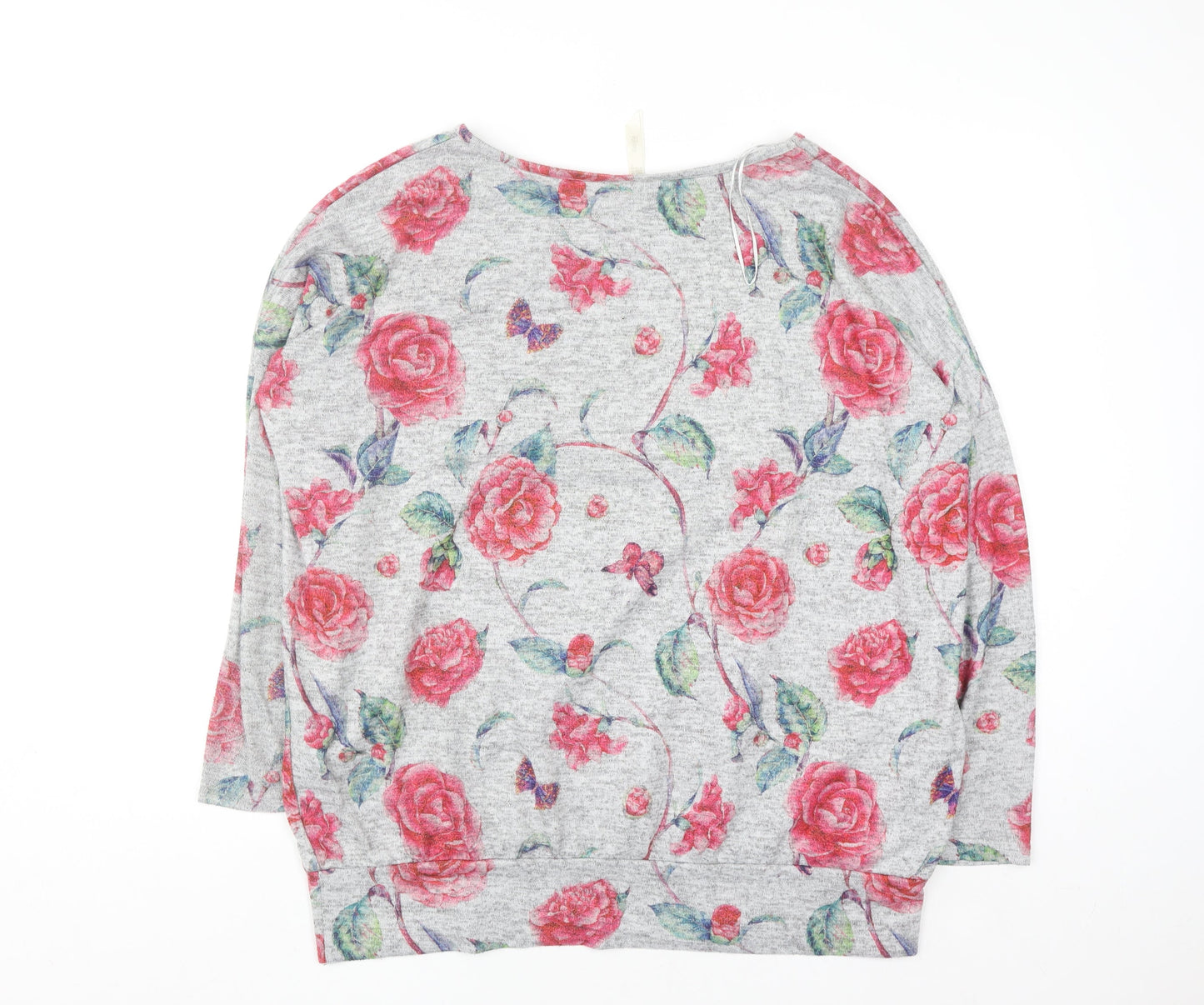 Stella Women's Grey Floral Pullover Jumper Size 14