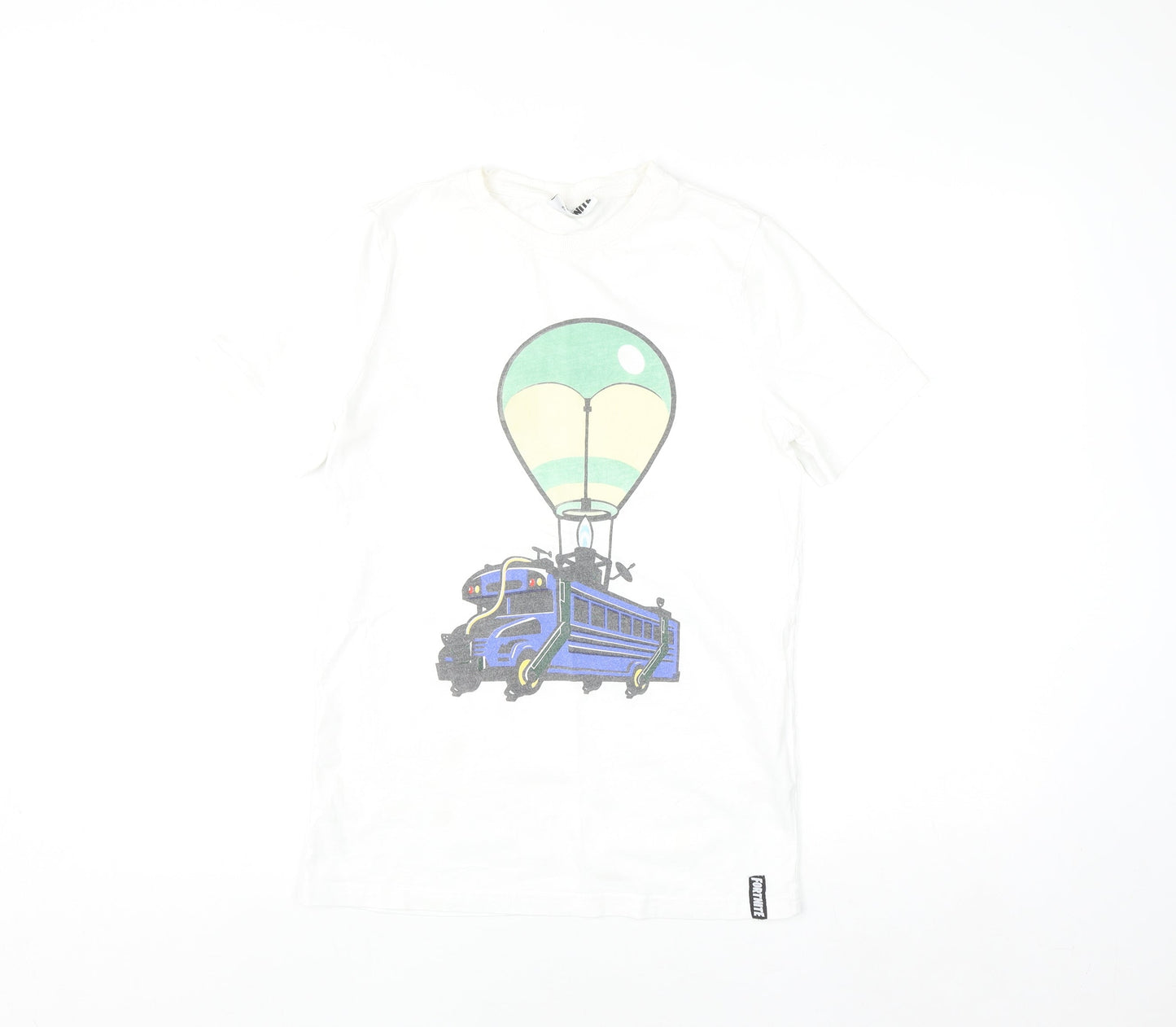Fortnite Boys White 8-9 Years Graphic T-Shirt with Balloon Bus Design