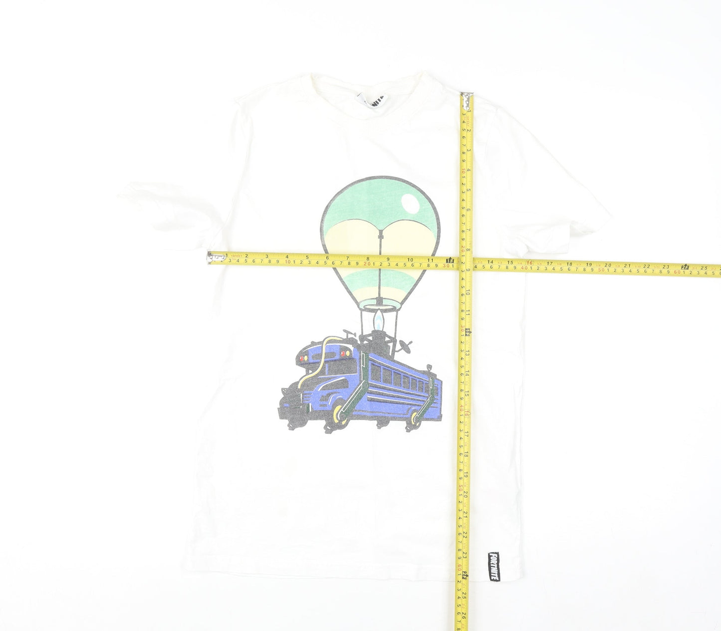 Fortnite Boys White 8-9 Years Graphic T-Shirt with Balloon Bus Design