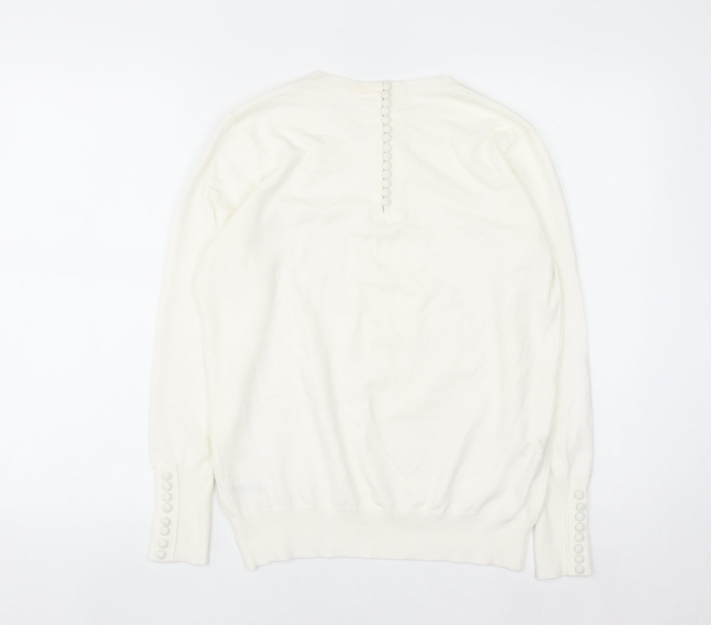 Savida Women Ivory Crew Neck Long Sleeve Pullover Jumper Size 12