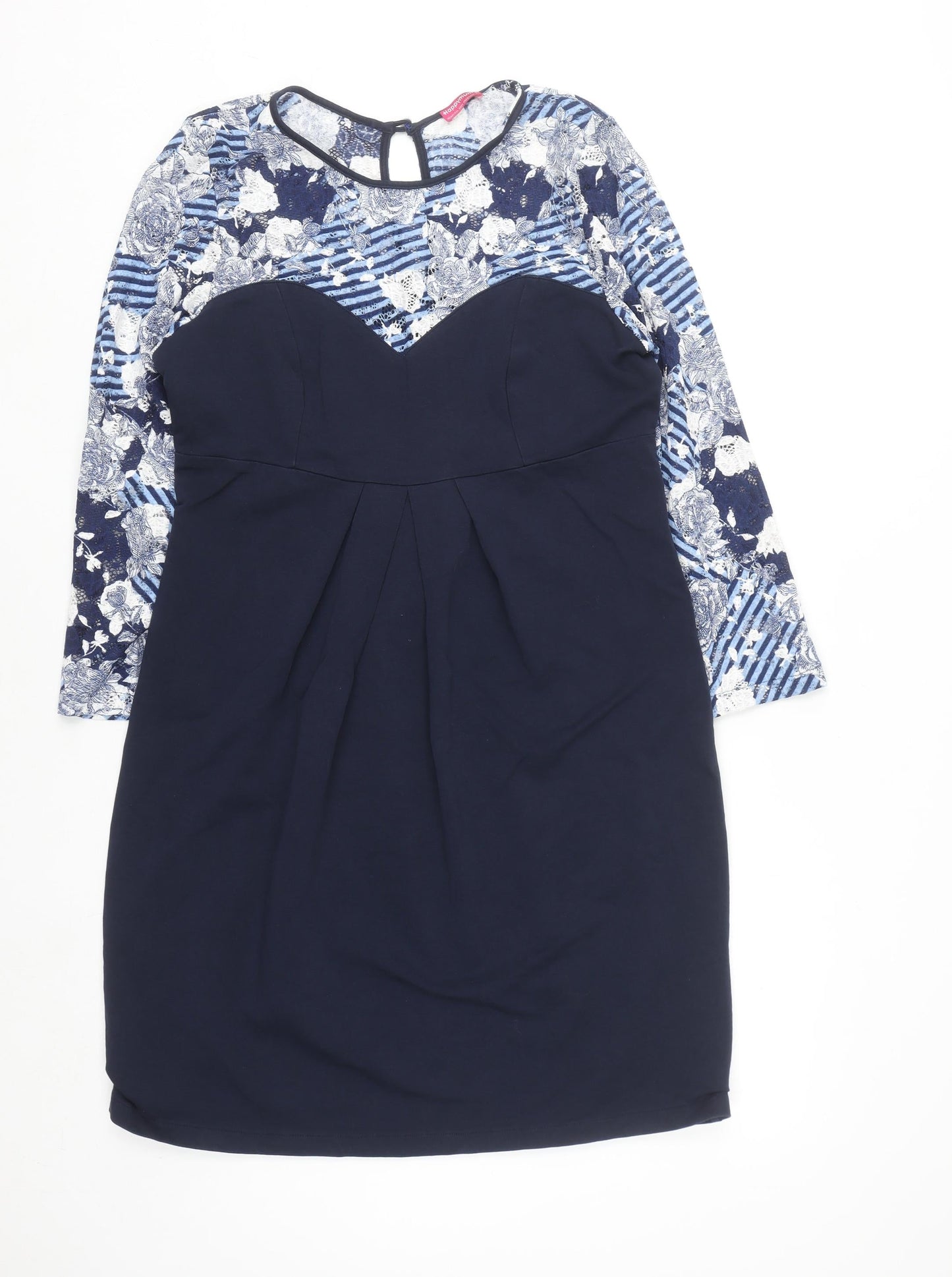 Happymum Blue Floral Lace Maternity Bodycon Dress L