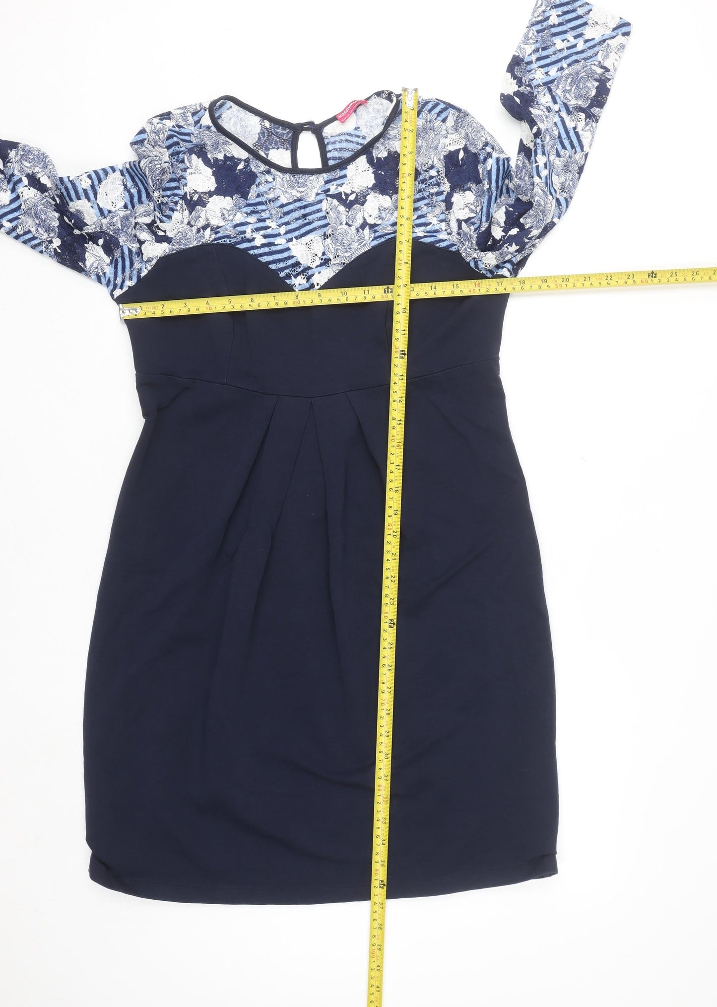 Happymum Blue Floral Lace Maternity Bodycon Dress L