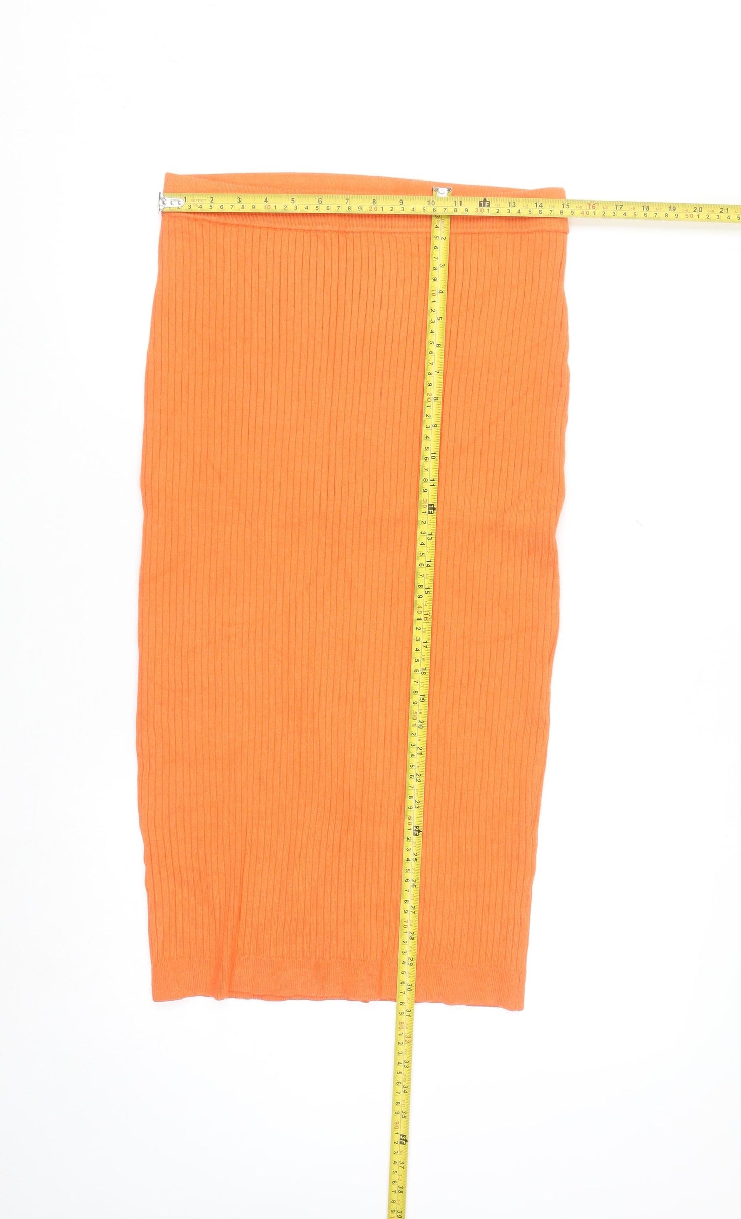 Michelle Keegan Women’s Orange Ribbed Knit Pencil Skirt Size 16