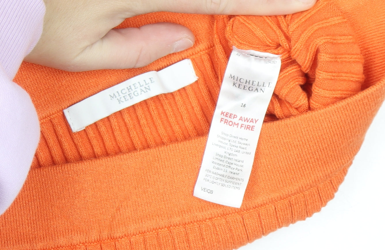 Michelle Keegan Women’s Orange Ribbed Knit Pencil Skirt Size 16