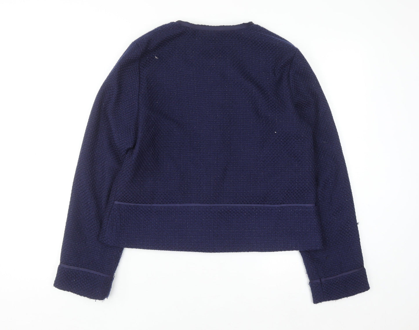 Mystify Women's Blue Tweed Zip Jacket Size 16 Lined Casual