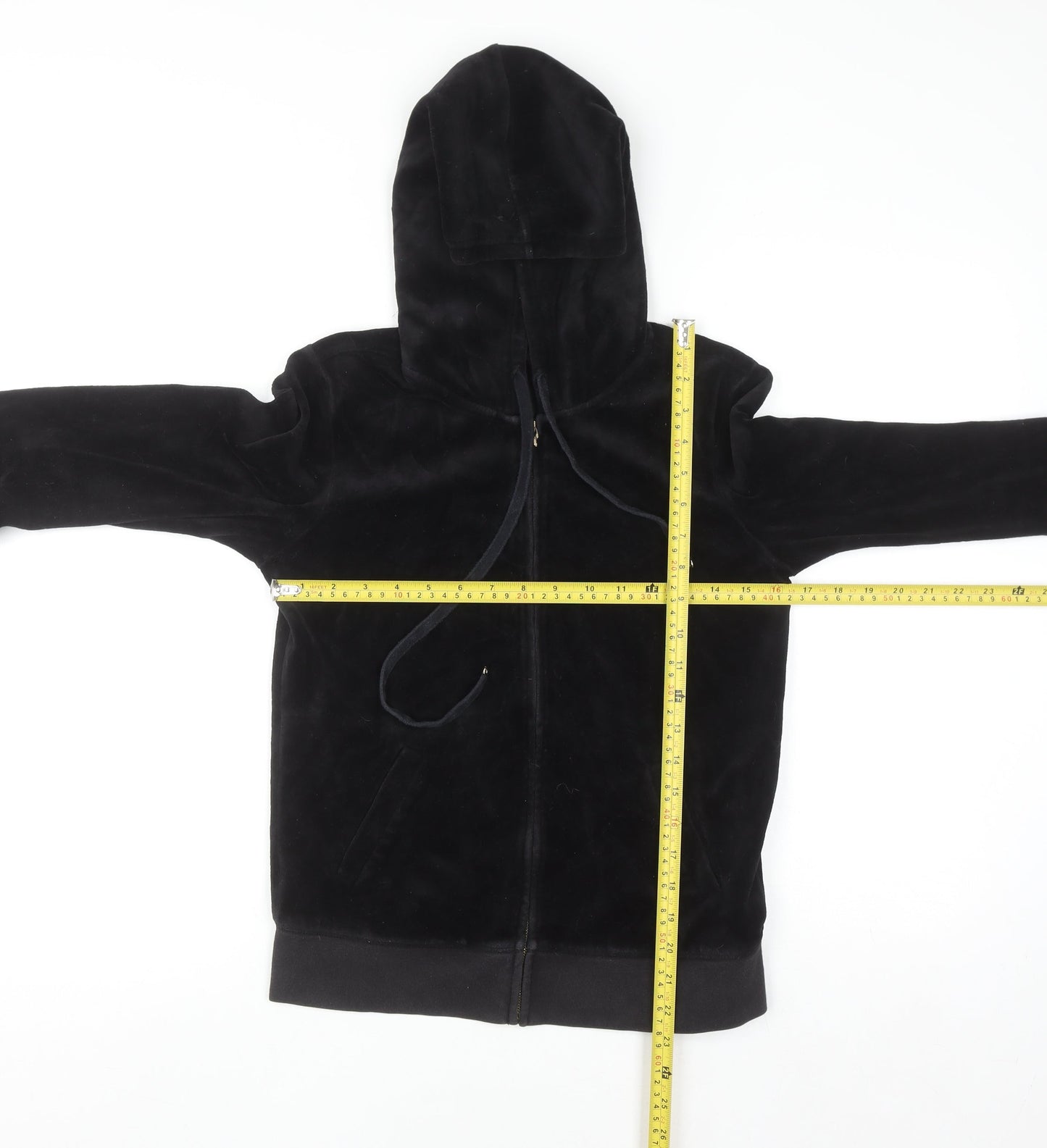 Juicy Couture Women's Black Velour Full Zip Hoodie Size M