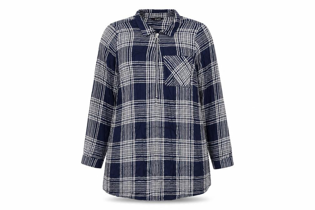 Yours Women's Blue Check Long Sleeve Tunic Shirt Size 18