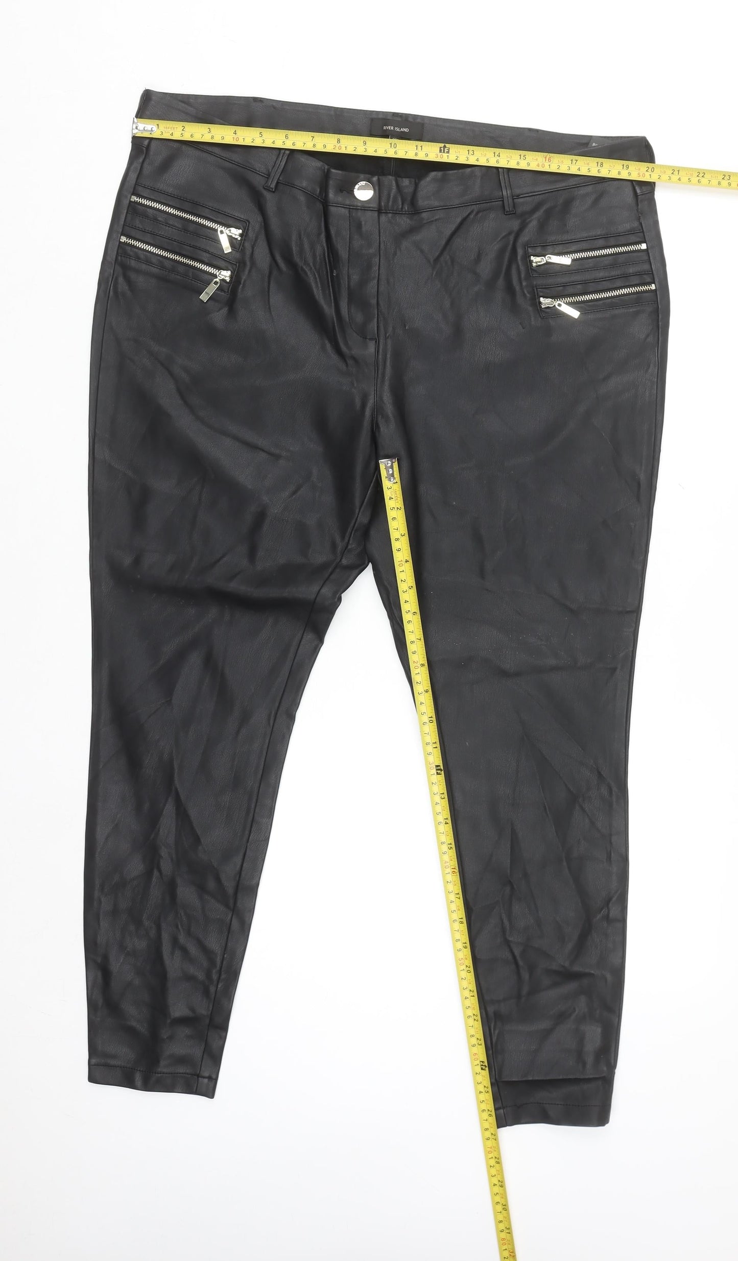 River Island Women’s Black Faux Leather Skinny Trousers Size 20