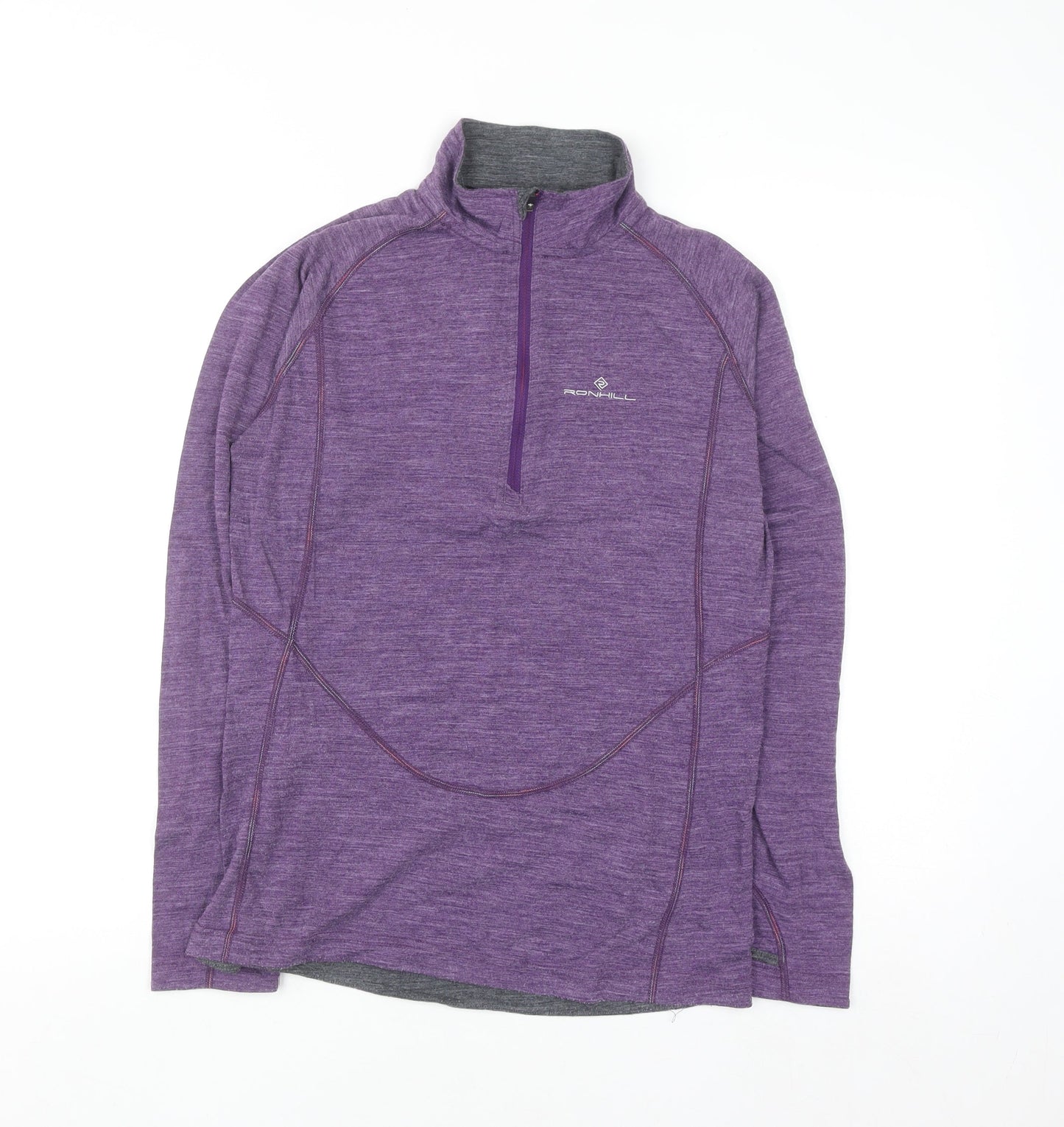 Ronhill Womens Purple Wool Blend 1/2 Zip Pullover Sweatshirt UK 12
