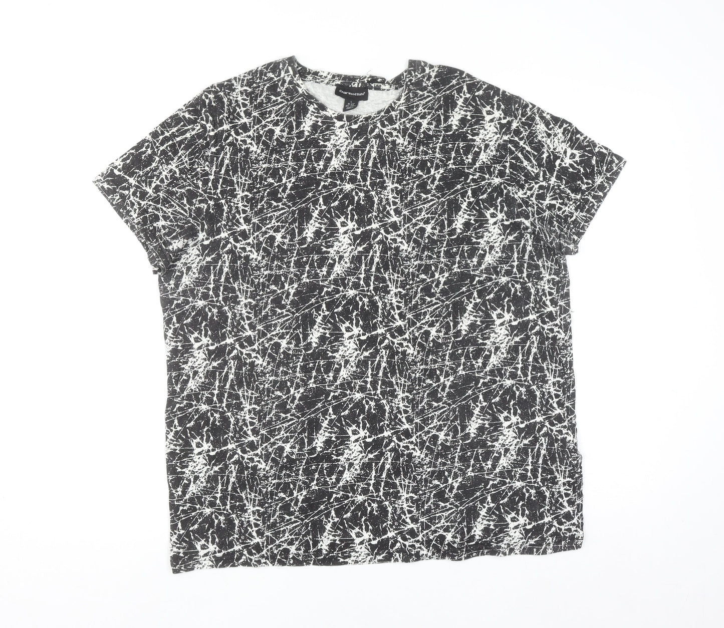 Cedar Wood State Men's Black White Graphic Print Cotton T-Shirt L